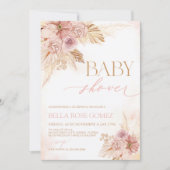 Pampas rose pâle Baby shower espagnol Invitation (Devant)