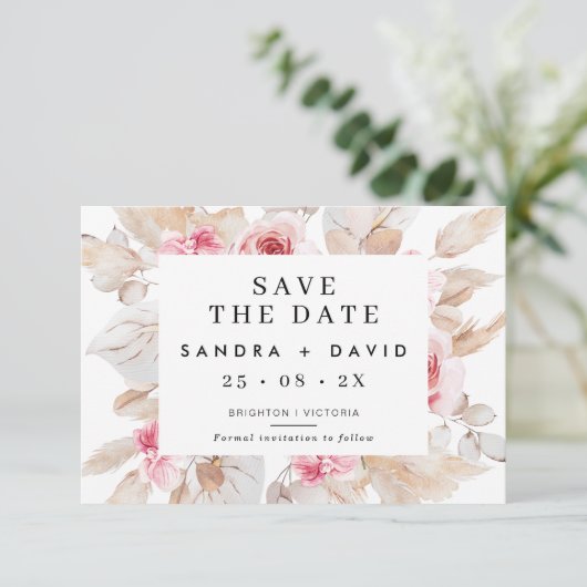 Pampas Rose Tons Naturels Enregistrer La Carte Dat (Debout devant)