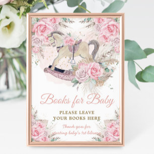 Pampas Roze Bloemen Rocking Horse Boeken voor Baby Foto Afdruk