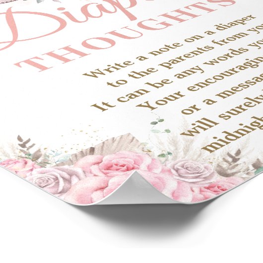 Pampas Roze Bloemenschommelpaard Luiersets Ideeën Poster (Hoek)