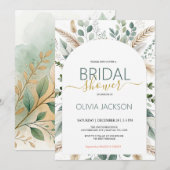 Pampas Rustic Boho Bridal Showeuse Invitation (Devant / Derrière)