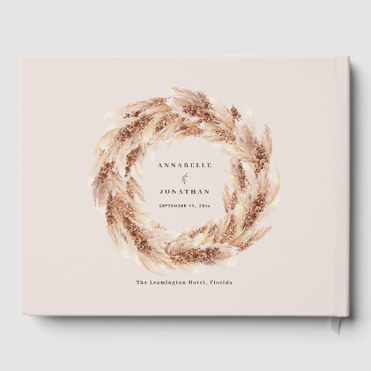 Pampas rustique moderne herbe mariage Livre d'or (Verso)