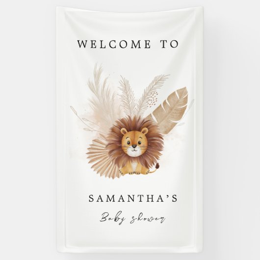 Pampas schattig Lion baby shower Spandoek (Verticaal)
