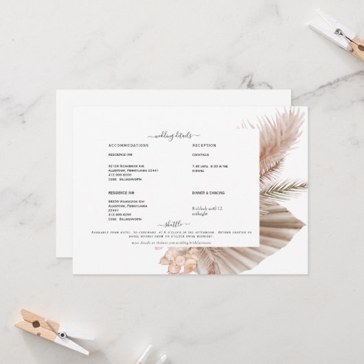 Pampas Swash White Détail Invitation (Devant/Arrière en situation)