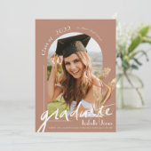 Pampas Terracotta Foto Afstuderen Aankondiging (Staand voorkant)