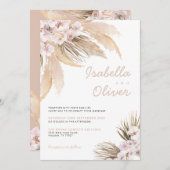 Pampas Wedding nodigboho beige Kaart (Voorkant / Achterkant)