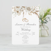 Pampas white boho Wedding invitation (Debout devant)
