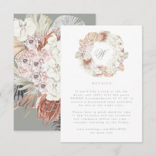 Pampas Wreath Moss Sage Green Monogram Elegant RSVP Kaartje