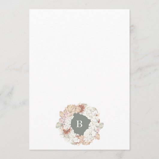 Pampas Wreath Moss Sage Green Monogram Menu (Achterkant)
