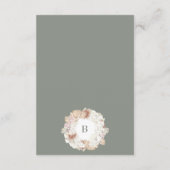 Pampas Wreath Moss Sage Green Monogram Simple Informatiekaartje (Achterkant)