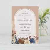 Pampasgras Aquarel Bloem Boho Bruiloft Kaart (Staand voorkant)