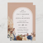 Pampasgras Aquarel Bloem Boho Bruiloft Kaart (Voorkant / Achterkant)