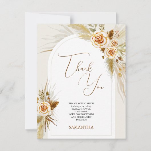 Pampasgras aquarel boho  bedankkaart (Voorkant)