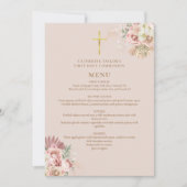 Pampasgras Bloem Eerste Heilige Communie Menu Kaart (Voorkant)