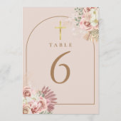 Pampasgras Bloem Gouden Kruis Tafel Nummers Kaart (Achterkant)