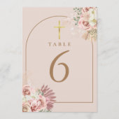 Pampasgras Bloem Gouden Kruis Tafel Nummers Kaart (Voorkant)