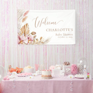 Pampasgras Bloemig   Baby shower welkomstbanner Spandoek