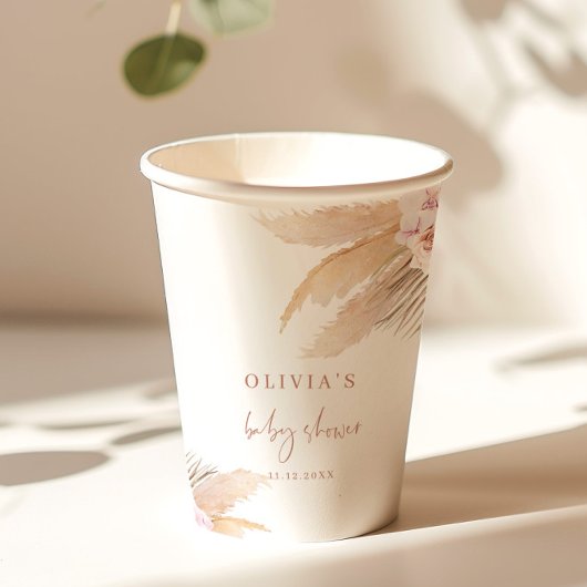 Pampasgras boho baby shower papieren bekers