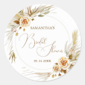 Pampasgras boho elegant tropisch ronde sticker (Voorkant)