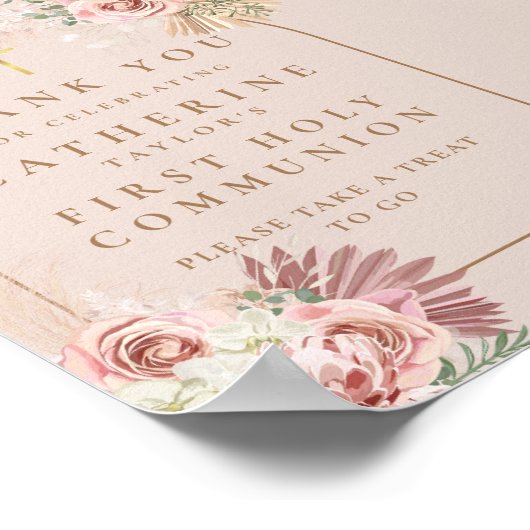 Pampasgras Eerste Communie Favor Teken Poster (Hoek)