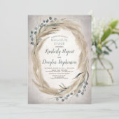 Pampasgras en groen boho proefdiners kaart (Staand voorkant)