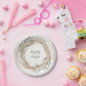 Pampasgras en groenbladerige Huwelijks krans Papieren Bordje (Feest)