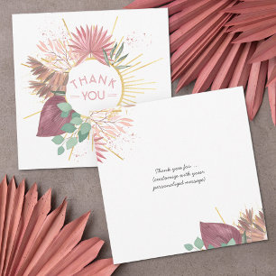 Pampasgras en Mandala Boho Roze en Goud Bedankkaart