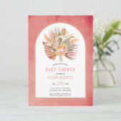 Pampasgras en palm roze meisje baby shower kaart (Staand voorkant)