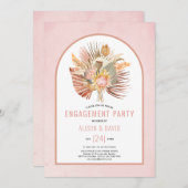 Pampasgras en palmzachte roze verlovingspartij kaart (Voorkant / Achterkant)