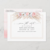 Pampasgras en witte orchideeën slaan de datum op briefkaart (Voorkant / Achterkant)