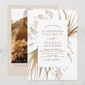 Pampasgras Foto Boheem Boho Trouwen Kaart (Voorkant / Achterkant)