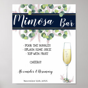 Pampasgras Mimosa Bar Bruidsdouche, Trouwen Poster