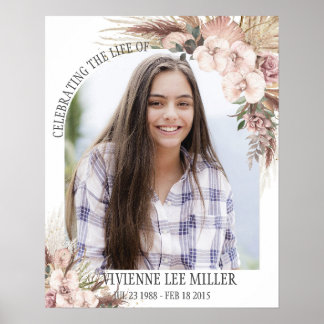 Pampasgras Orchidee Bloem Foto Funeral Herdenking Poster