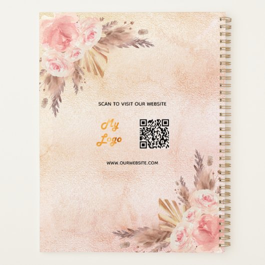 Pampasgras roos goudbloemen bedrijf QR code Planner (Achterkant)