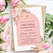 Pampasgras roos gouden kruis eerste heilige commun kaart