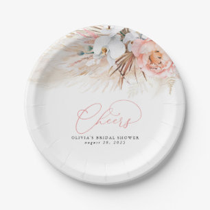Pampasgras Roze Bloemen Cheers Tropisch Papieren Bordje