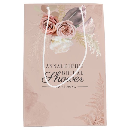 Pampasgras Terracotta Bloemen Bruiloft Medium Cadeauzakje (Voorkant)