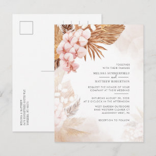 Pampasgras Terracotta Botanisch Roze Bloem Uitnodiging Briefkaart