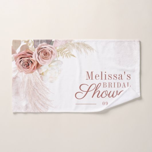 Pampasgras Terracotta Script Bruiloftsborrel Handdoek (Handdoek)