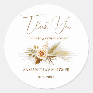 Pampasgras waterverf boho elegant Dank u Ronde Sticker