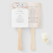 Pampasgras Witte Orchideeën Exotisch Trouwprogramm Handwaaier (Voorkant en achterkant)