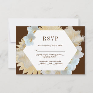 Pampass Brown et Orchidées Mariage Carte RSVP
