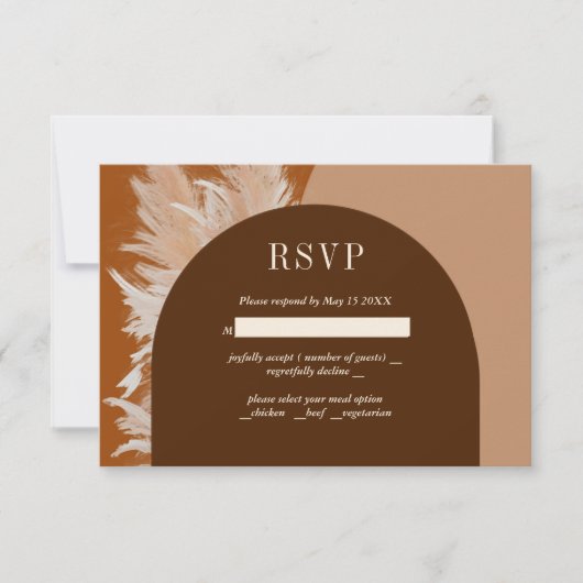Pampass foncé et Arches Mariage Carte RSVP (Devant)