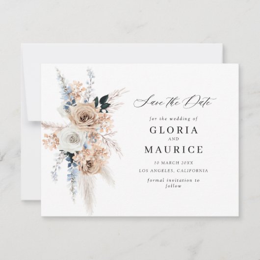 pampass gras beige floral Save the Date (Voorkant)