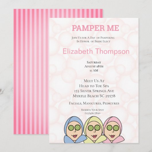 Pamper Me Spa Bridal Shower Kaart (Voorkant / Achterkant)