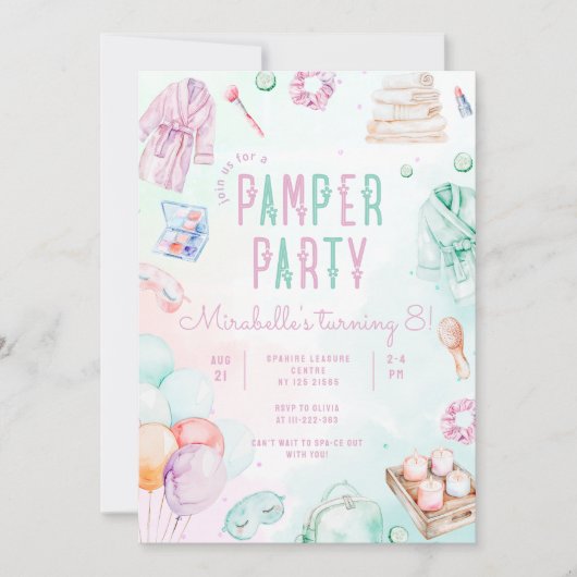 Pamper party Meisje Make-up Salon Verjaardagsfeest Kaart (Voorkant)