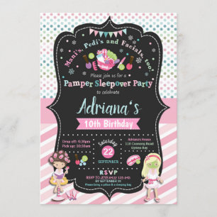 Pamper Sleepover Party Birthday Invitations Girls Kaart