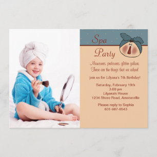 Pampered Beauty Photo Birthday Party Invitation Kaart