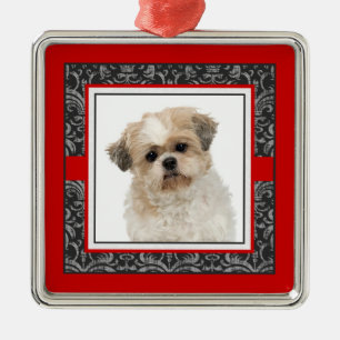 Pampered Pet Elegant Damask Dog/Cat Foto Metalen Ornament