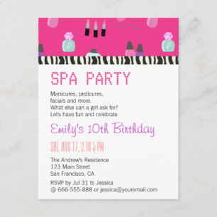 Pampering Spa Party, voor meisjes Kaart